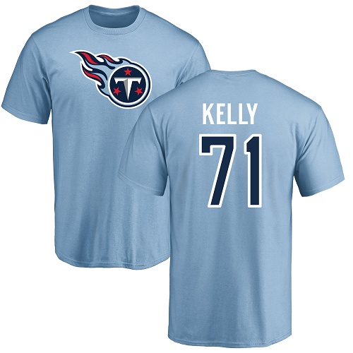 Tennessee Titans Men Light Blue Dennis Kelly Name and Number Logo NFL Football #71 T Shirt